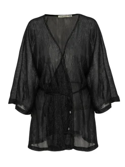 PARAMIDONNA Beach cover up in black color AURORA> Beachwear
