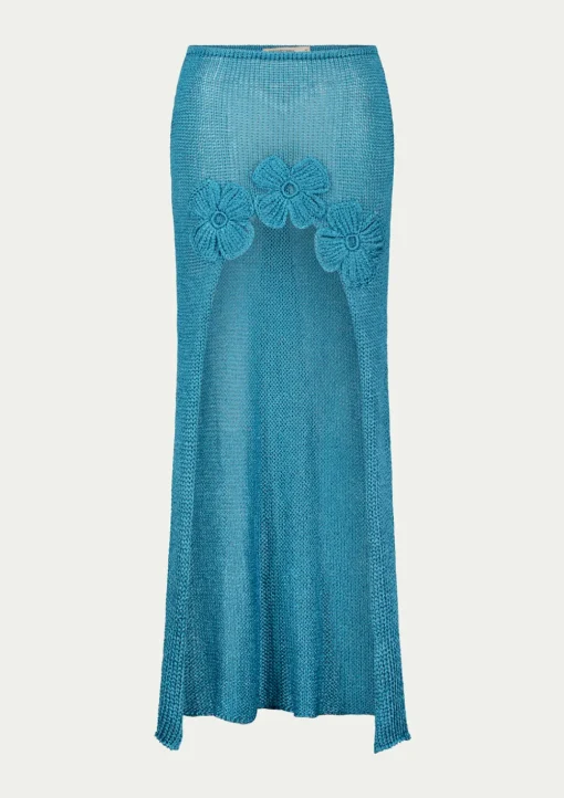 PARAMIDONNA LEO SKIRT TURQUOISE BLUE> Trousers And Skirts | Crochet